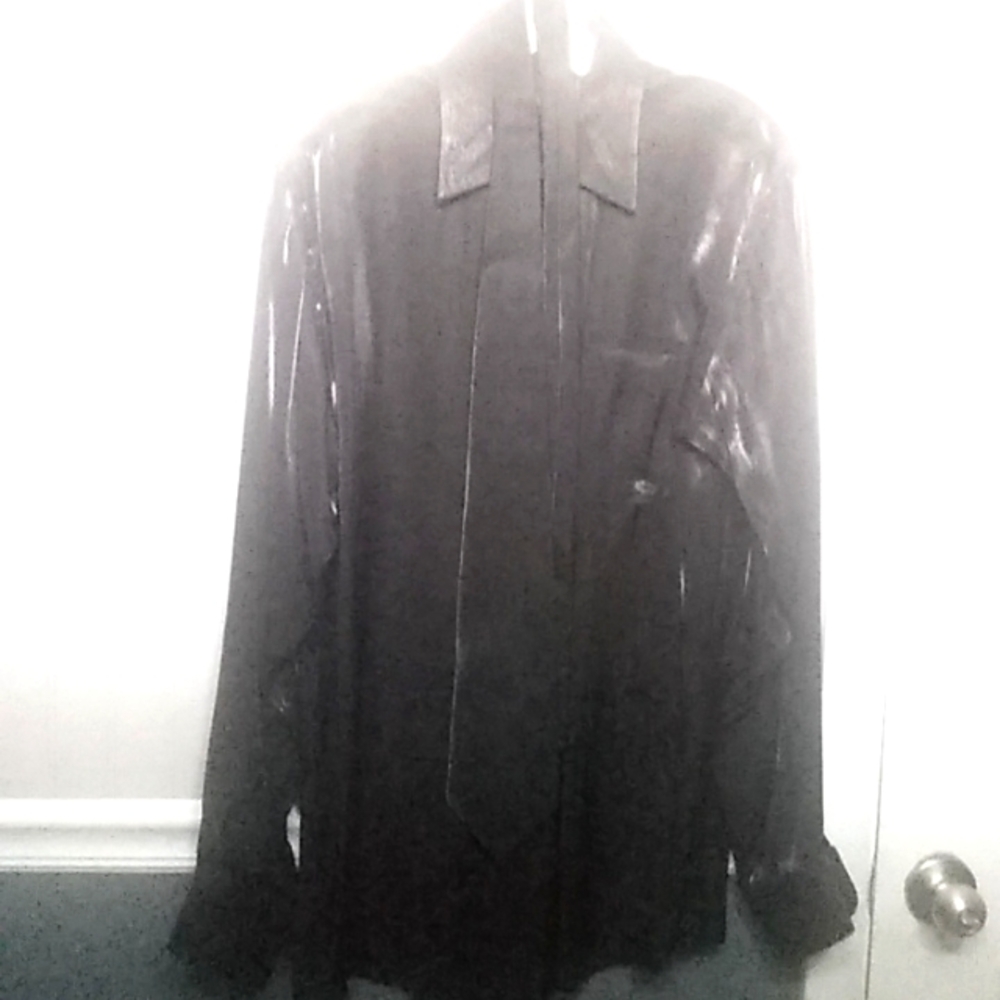 MENS Diamante lustrous black shirt set